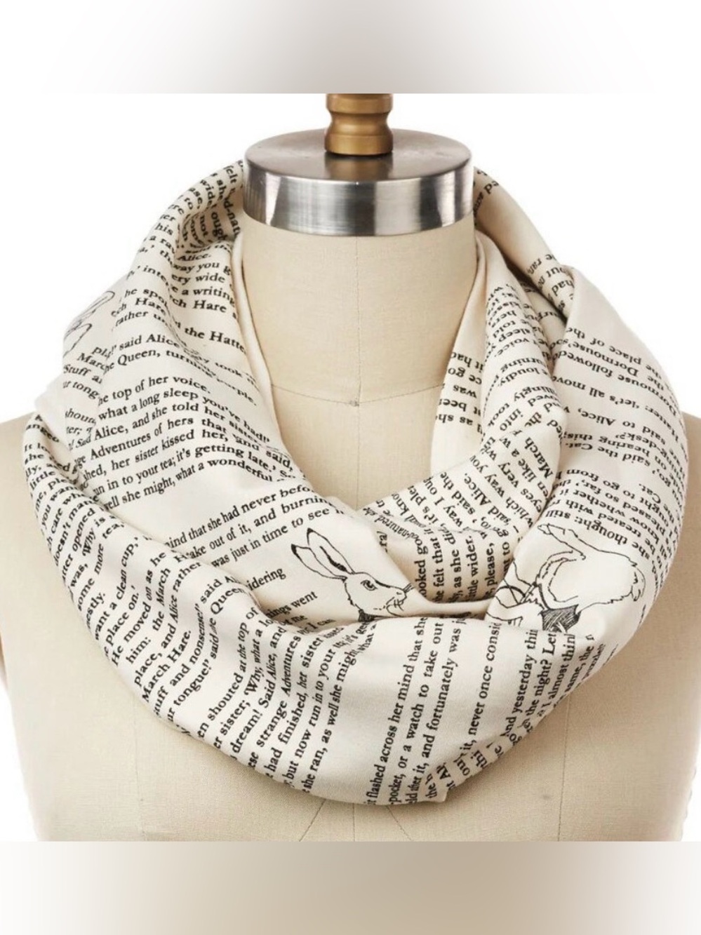 Storiarts Alice in Wonderland Cotton Jersey Infinity Book Scarf Made in USA